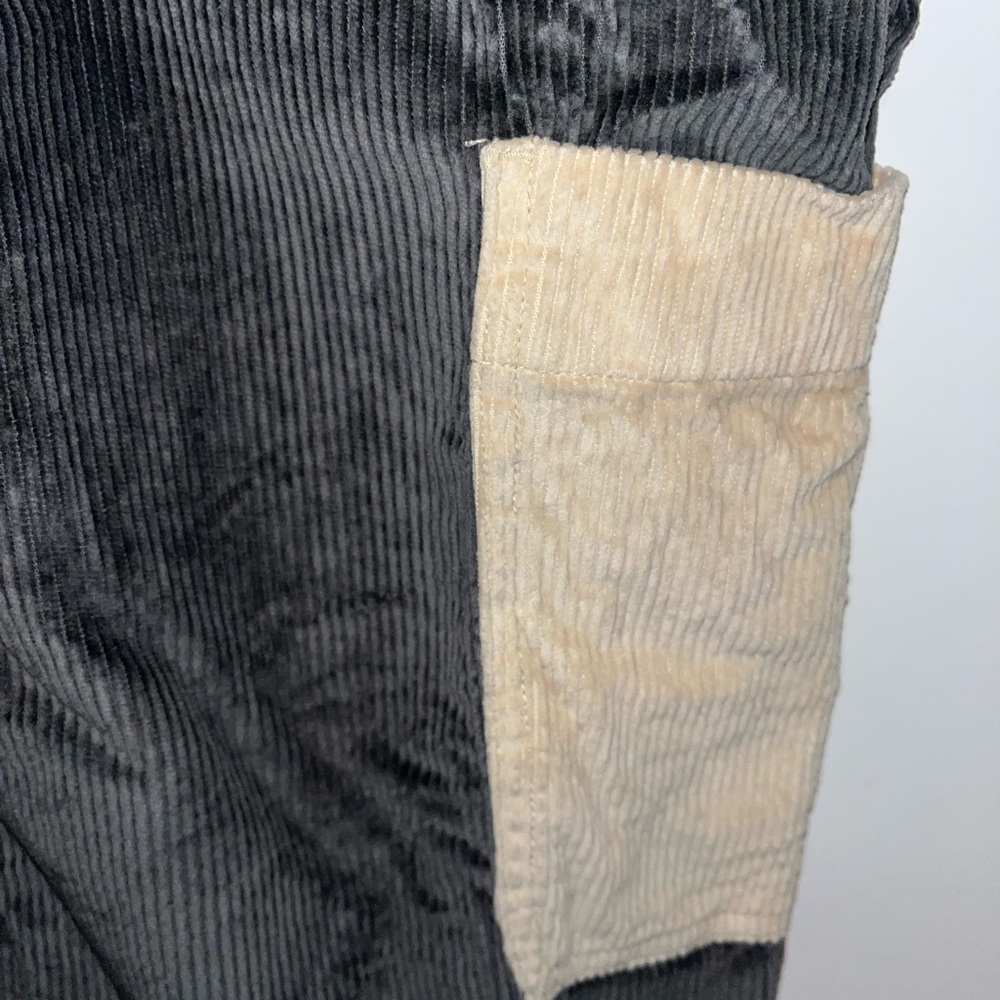 Two-Tone Corduroy Overalls Jumpsuit in Black & Brown - Picture 4 of 5